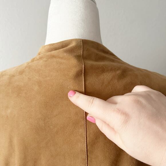 Eileen Fisher Tan Goat Suede Open Drape Front Jacket Women's Size Medium - Picture 7 of 15